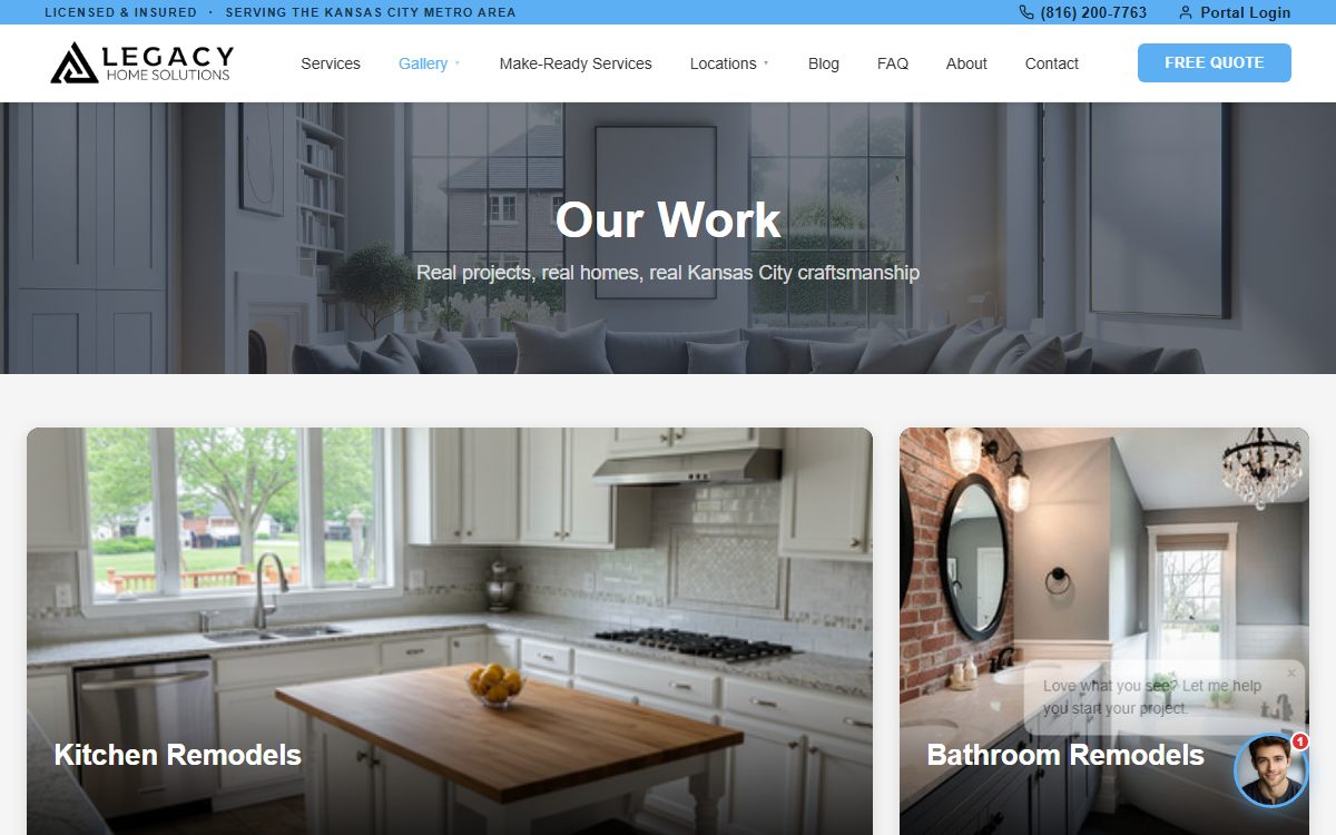 AJ Legacy Home Solutions project gallery — Kansas City remodeling and construction