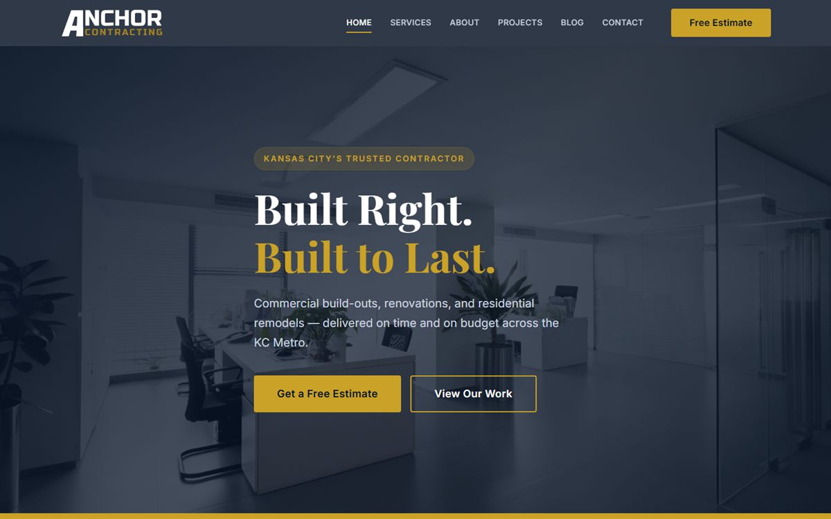 Anchor Contracting home page — Kansas City commercial and residential contractor