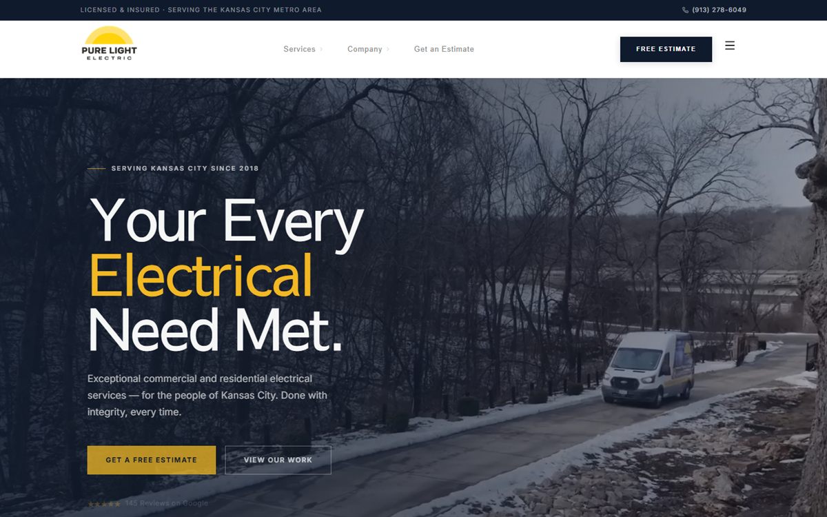 Pure Light Electric home page — Kansas City electrical contractor